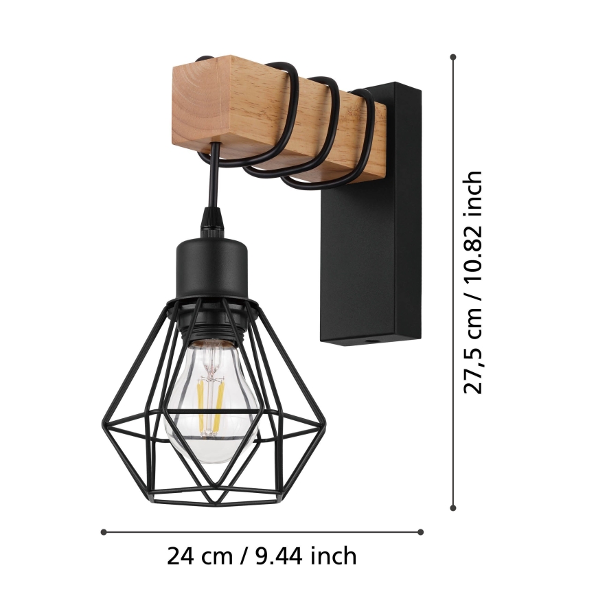 Eglo - Nástenné svietidlo TOWNSHEND 1xE27/60W/230V