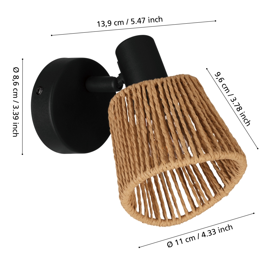 Eglo - Nástenné bodové svietidlo 1xE14/10W/230V čierna/béžová