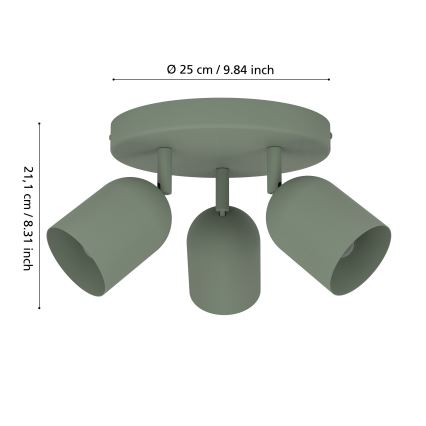 Eglo - Bodové svietidlo 3xE14/40W/230V, priemer 25 cm, zelené