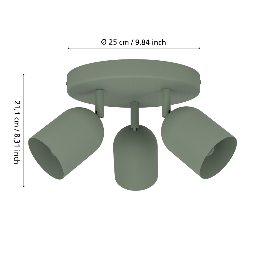 Eglo - Bodové svietidlo 3xE14/40W/230V, priemer 25 cm, zelené
