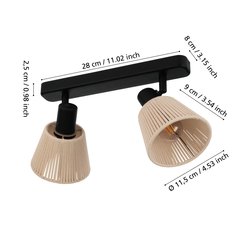 Eglo - Bodové svietidlo 2xE14/40W/230V béžová/čierna