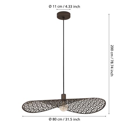 Eglo - Závesné svietidlo na lane 1xE27/60W/230V Ø 80 cm bronzové