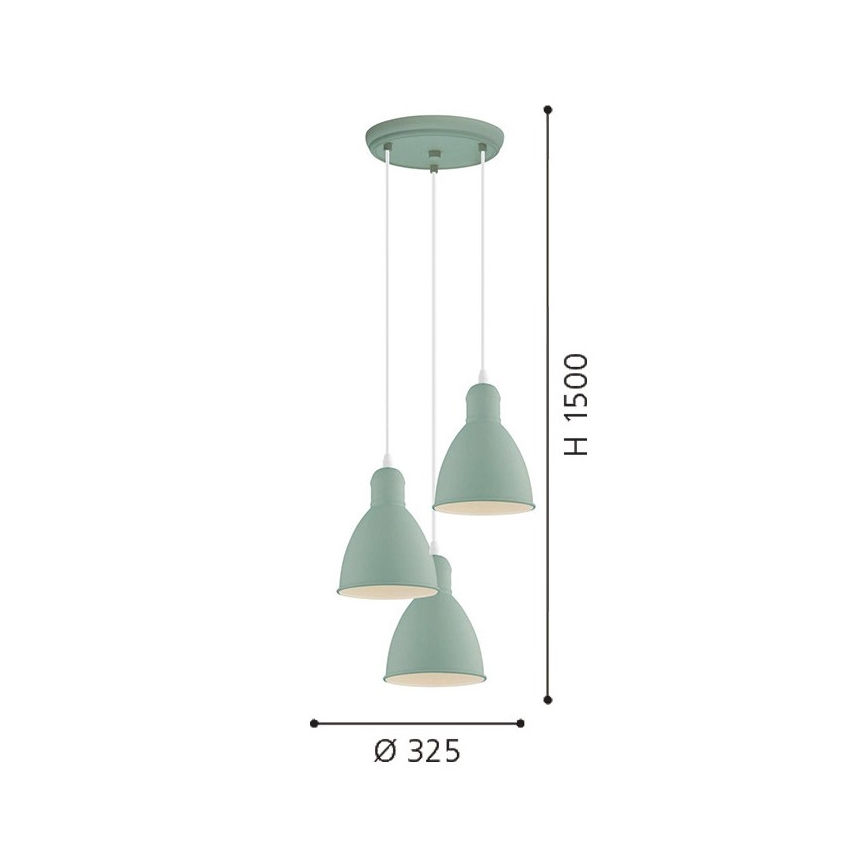 EGLO 49095 - Luster na lanku PRIDDY-P 3xE27/60W/230V
