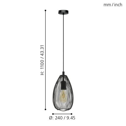 Eglo 49141 - Luster na lanku CLEVEDON 1xE27/60W/230V