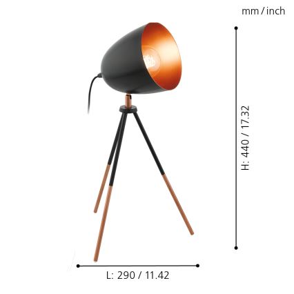 Eglo 49385 - Stolná lampa CHESTER 1xE27/60W/230V