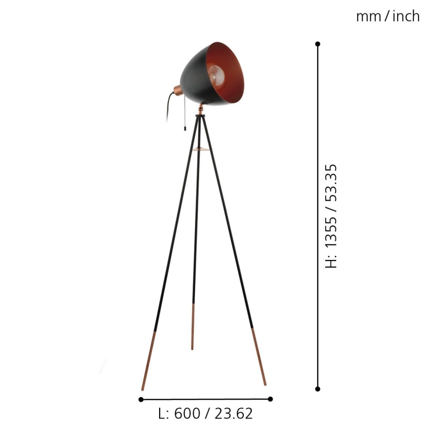Eglo - Stojaca lampa 1xE27/60W/230V