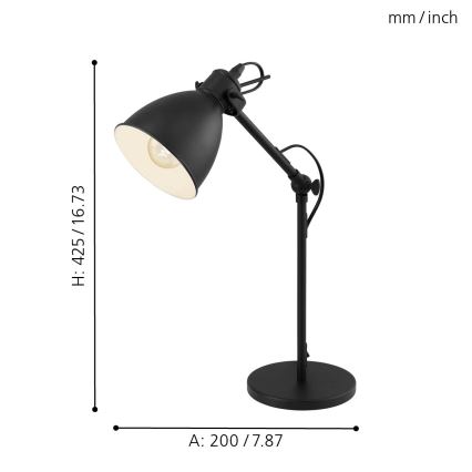 Eglo 49469 - Stolná lampa PRIDDY 1xE27/40W/230V