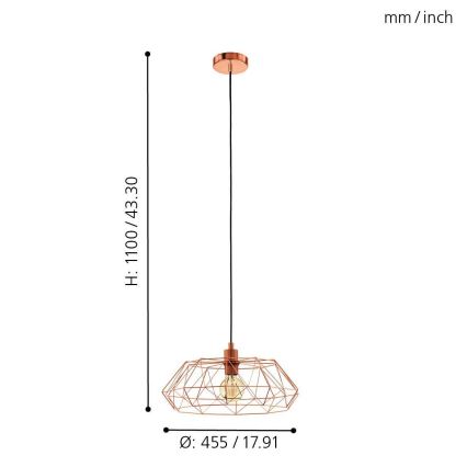 Eglo 49488 - Luster CARLTON 2 1xE27/60W/230V