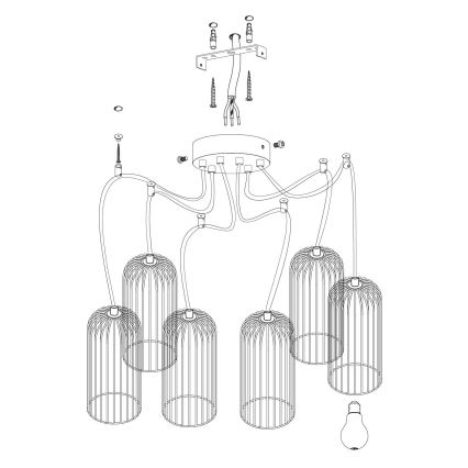 Eglo 49643 - Luster na lanku ROCCAMENA 6xE27/60W/230V