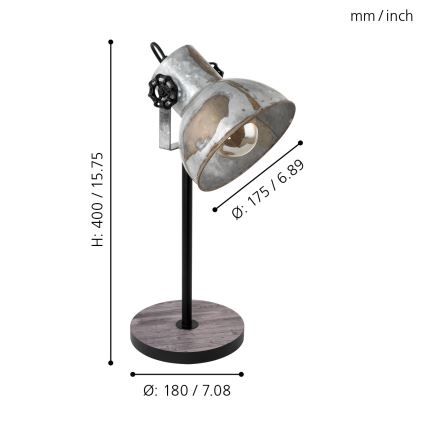 Eglo 49718 - Stolná lampa BARNSTAPLE 1xE27/40W/230V