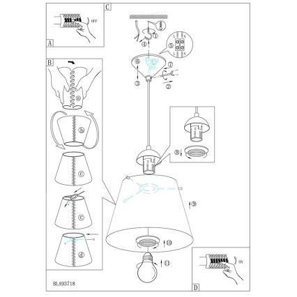 Eglo 54459 - Luster na lanku MOLOVE 1xE27/60W/230V