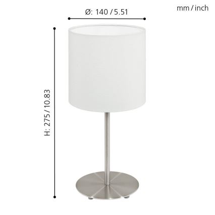 Eglo 54744 - Stolná lampa ANADIA 1xE14/40W/230V biela/matný chróm