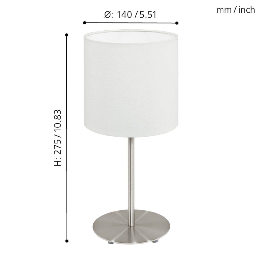 Eglo 54744 - Stolná lampa ANADIA 1xE14/40W/230V biela/matný chróm