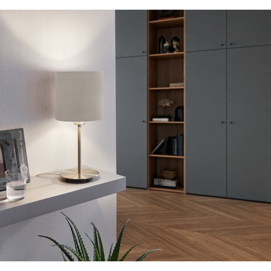 Eglo 54745 - Stolná lampa ANADIA 1xE14/40W/230V taupe/matný chróm