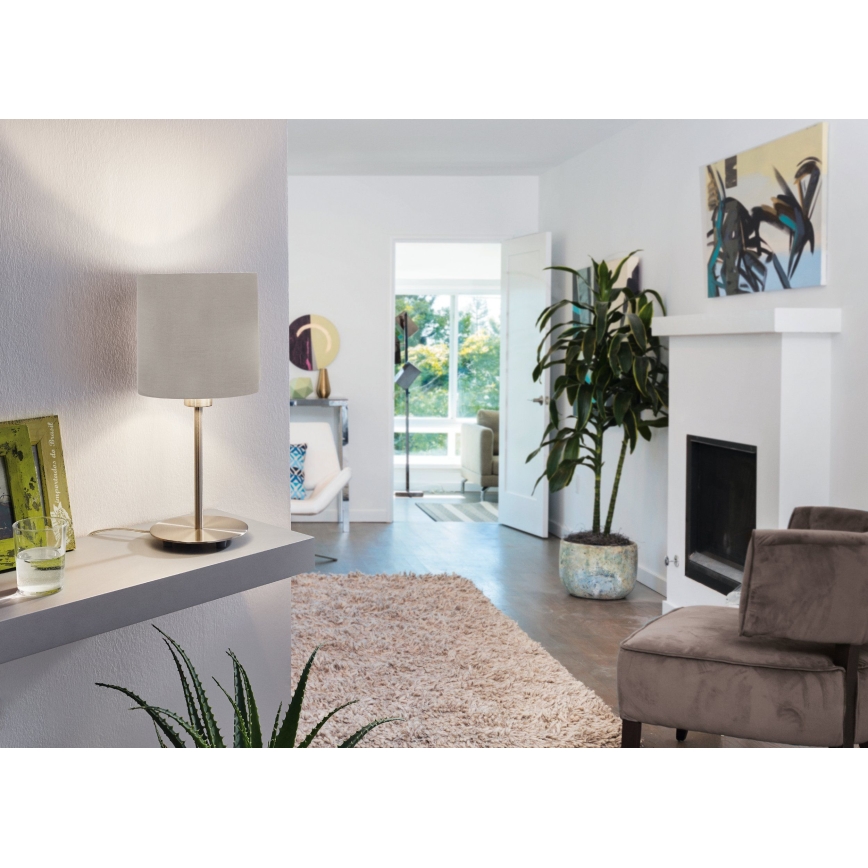 Eglo 54745 - Stolná lampa ANADIA 1xE14/40W/230V taupe/matný chróm
