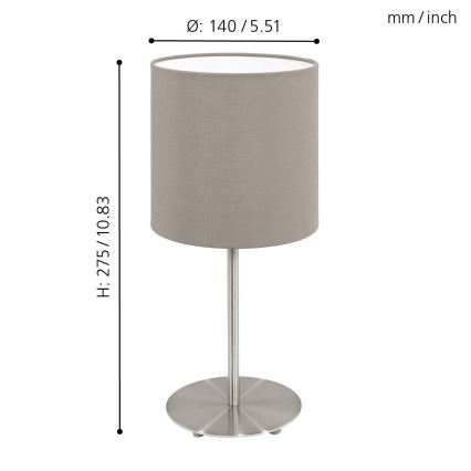 Eglo 54745 - Stolná lampa ANADIA 1xE14/40W/230V taupe/matný chróm