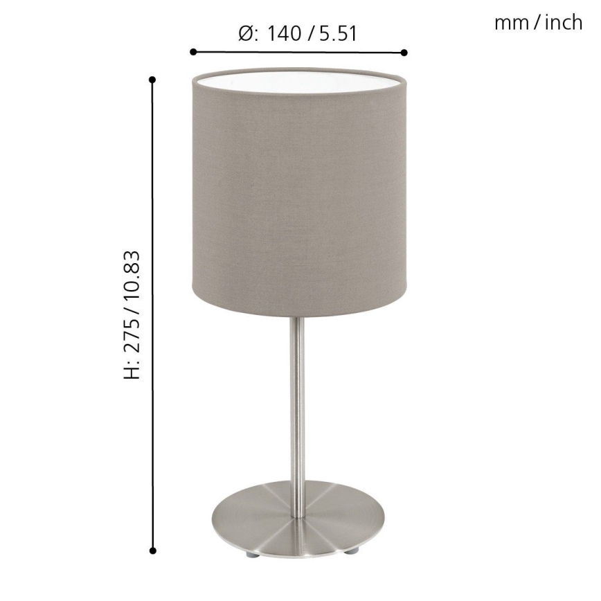 Eglo 54745 - Stolná lampa ANADIA 1xE14/40W/230V taupe/matný chróm