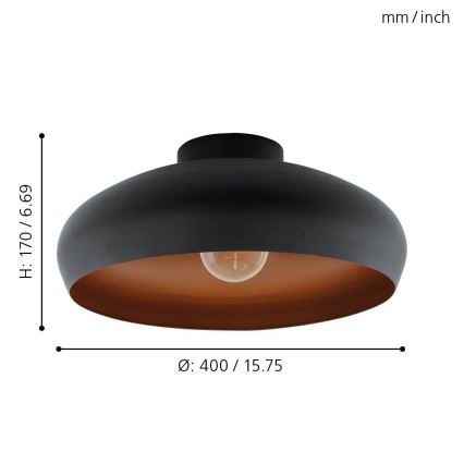 Eglo 55248 - Stropné svietidlo MOGANO 1xE27/60W/230V čierna