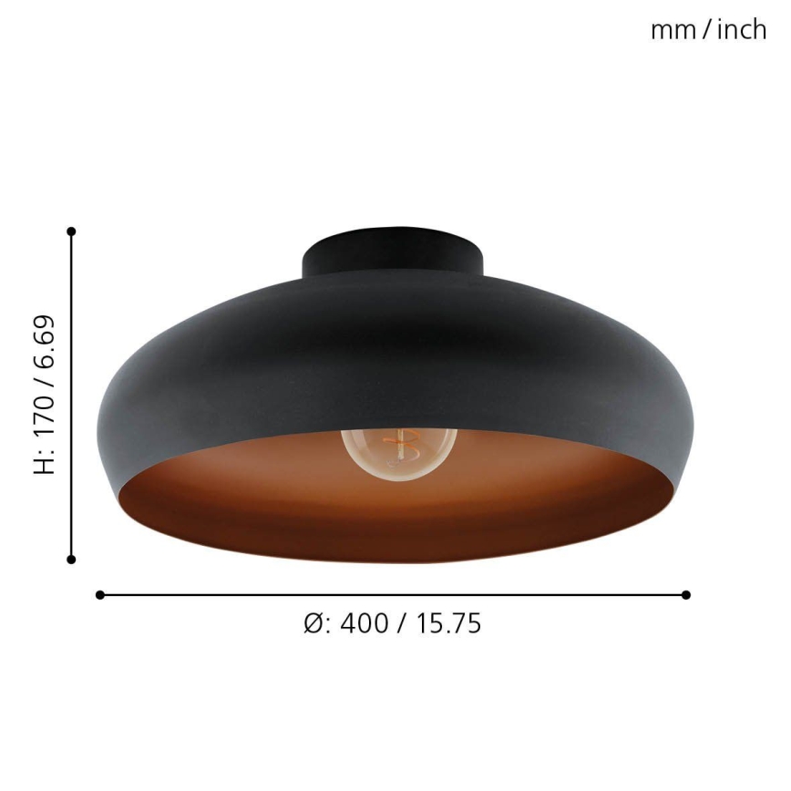 Eglo 55248 - Stropné svietidlo MOGANO 1xE27/60W/230V čierna