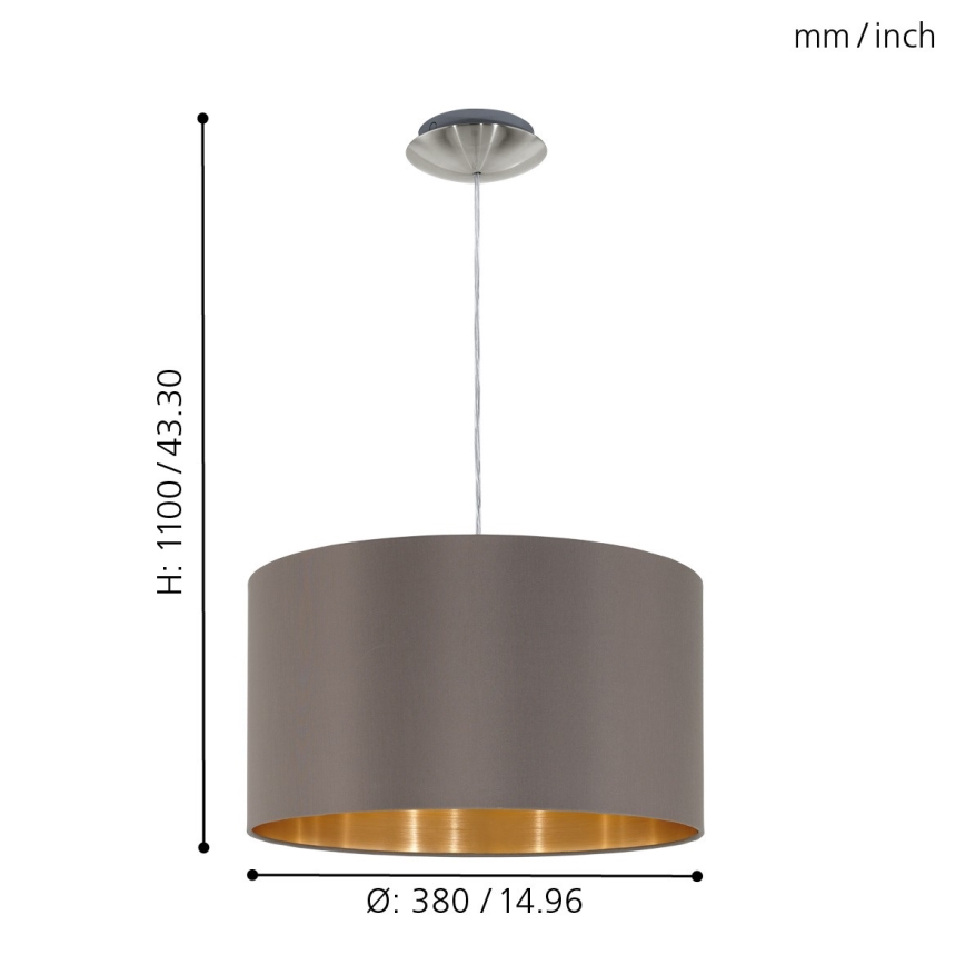 Eglo 55269 - Luster na lanku MASERLO 1xE27/60W/230V hnedá
