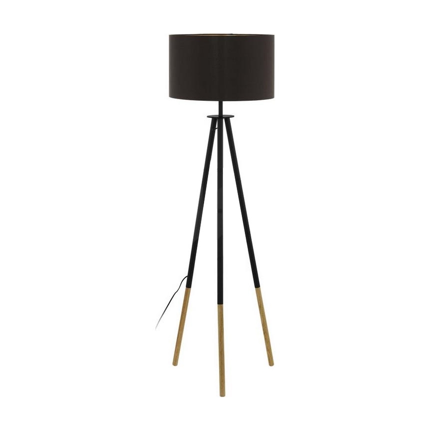 Eglo 55291 - Stojacia lampa BIDFORD 1xE27/60W/230V čierna/hnedá