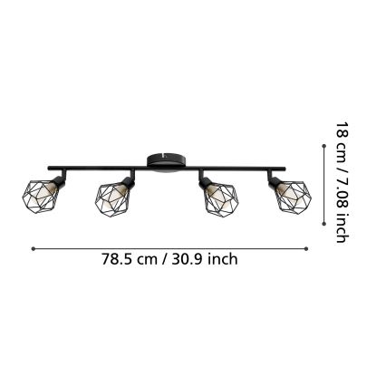 Eglo 55301 - LED bodové svietidlo ZAPATA 4xG9/3W/230V čierna