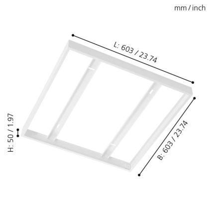 Eglo 61358 - Rám na stropný panel SALOBRENA 603x603mm