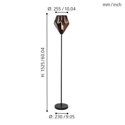 Eglo 62838 - Stojacia lampa CARLTON PRO 1xE27/60W/230V čierna