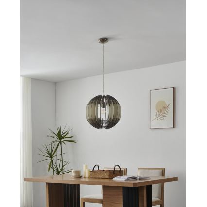Eglo 63256 - Luster na lanku OLMERO PRO 1xE27/60W/230V pr. 40 cm šedá/biela