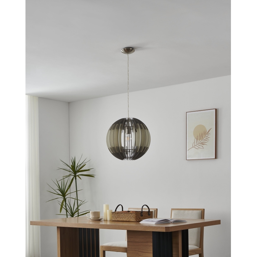 Eglo 63256 - Luster na lanku OLMERO PRO 1xE27/60W/230V pr. 40 cm šedá/biela