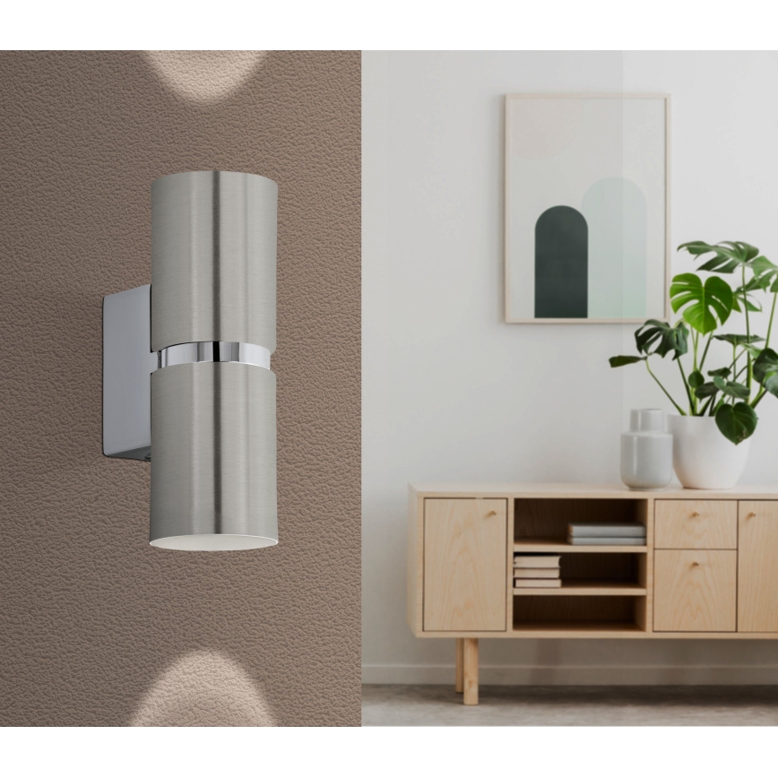 Eglo 64794 - LED Nástenné svietidlo PASSA PRO 2xGU10/3,3W/230V 3000K matný chróm