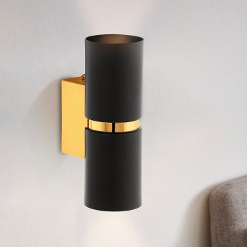 Eglo 64795 - LED Nástenné svietidlo PASSA PRO 2xGU10/3,3W/230V 3000K čierna/zlatá