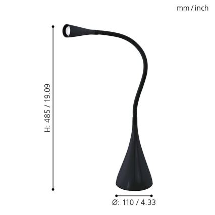 Eglo 64975 - LED Stmievateľná flexibilná stolná lampa SNAPORA PRO LED/3,5W/230V 3000K čierna
