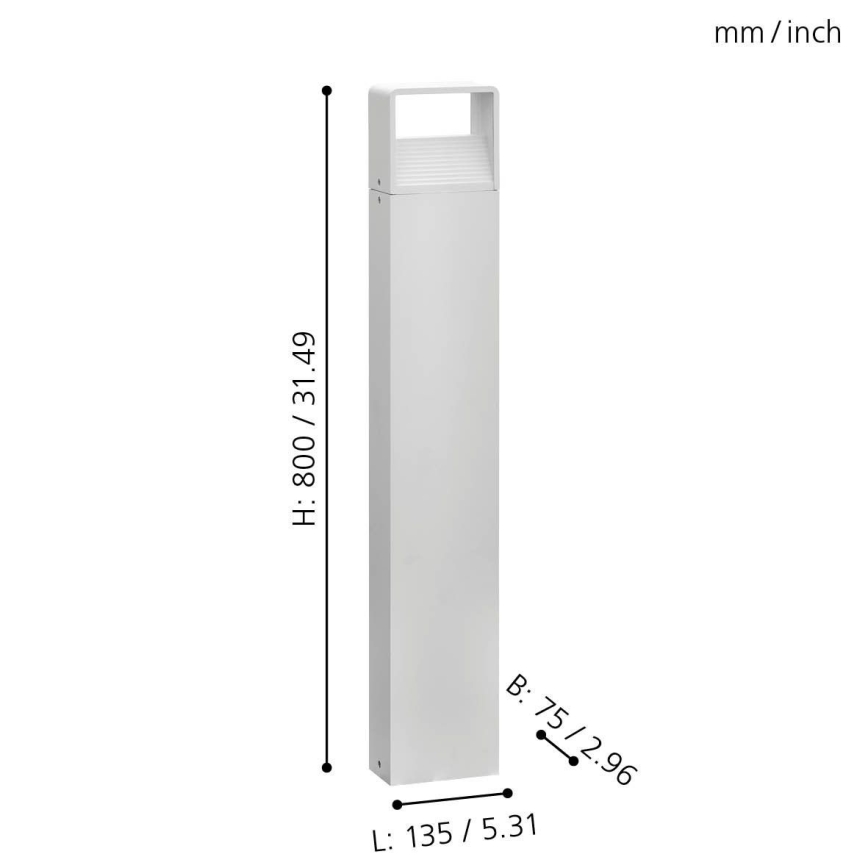 Eglo 65085 - LED Vonkajšia lampa DONINNI PRO LED/5W/230V 3000K 80 cm IP44 biela