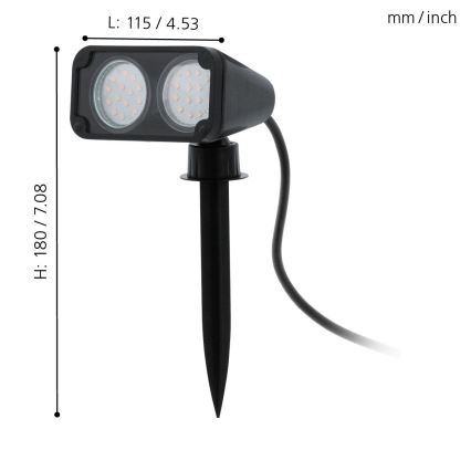 Eglo 75315 - LED Vonkajšia lampa NEMA 2xGU10/2,8W/230V 3000K IP44