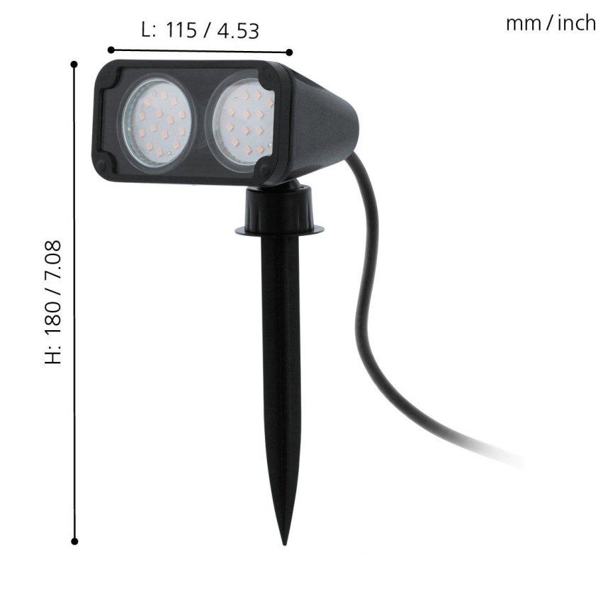 Eglo 75315 - LED Vonkajšia lampa NEMA 2xGU10/2,8W/230V 3000K IP44