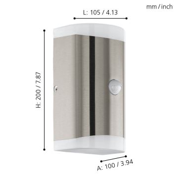 Eglo - LED Vonkajšie nástenné svietidlo so senzorom 2xGU10/4,6W/230V IP44