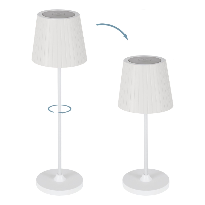 Eglo - LED stlmiteľná vonkajšia nabíjateľná stolová lampa LED/3,8W/5V 2400/3000/4000K 2000 mAh IP44 biela