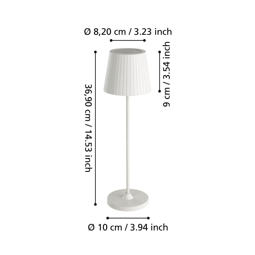 Eglo - LED stlmiteľná vonkajšia nabíjateľná stolová lampa LED/3,8W/5V 2400/3000/4000K 2000 mAh IP44 biela
