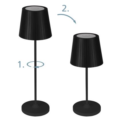 Eglo - LED Stmievaná vonkajšia nabíjateľná stolová lampa LED/3,8W/5V 2400/3000/4000K 2000 mAh IP44 čierna