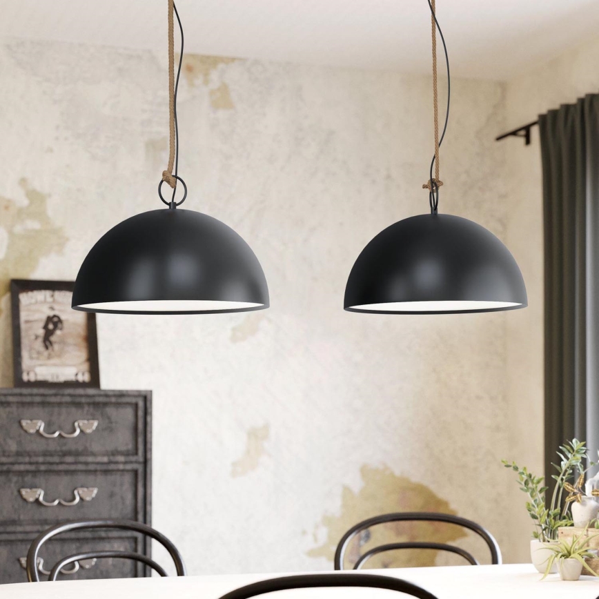 Eglo 78444 - Luster na lanku HODSOLL 2xE27/40W/230V čierna/hnedá