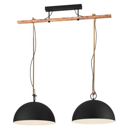 Eglo 78444 - Luster na lanku HODSOLL 2xE27/40W/230V čierna/hnedá