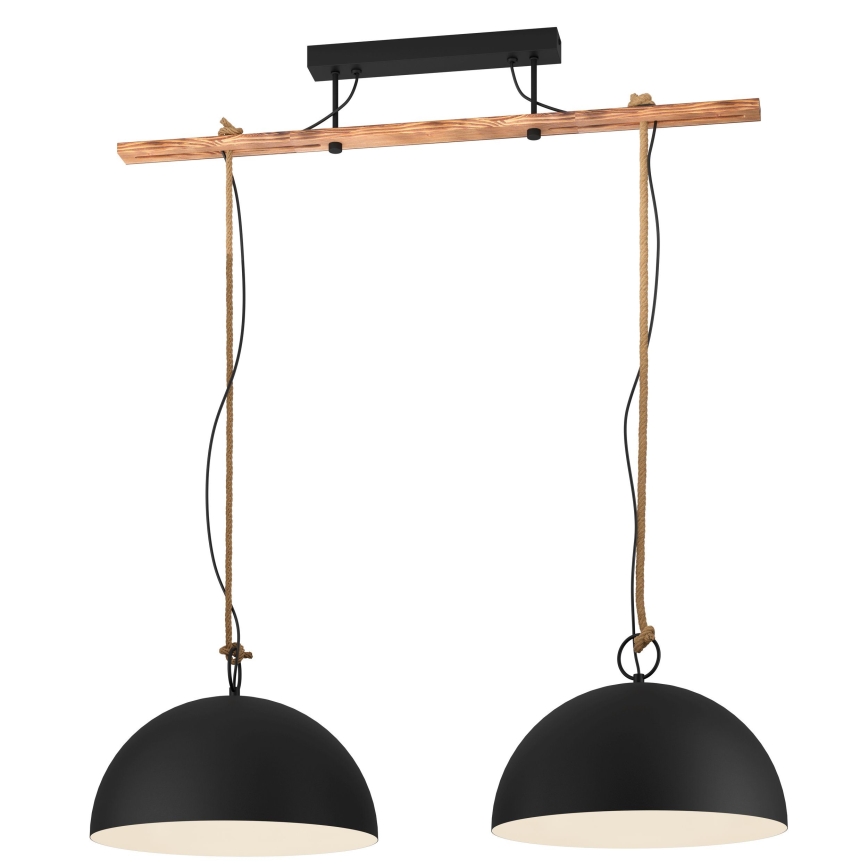Eglo 78444 - Luster na lanku HODSOLL 2xE27/40W/230V čierna/hnedá