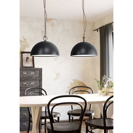 Eglo 78444 - Luster na lanku HODSOLL 2xE27/40W/230V čierna/hnedá