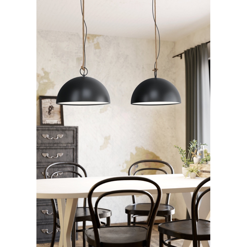 Eglo 78444 - Luster na lanku HODSOLL 2xE27/40W/230V čierna/hnedá