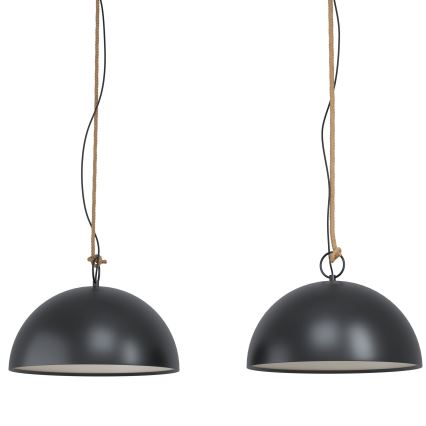Eglo 78444 - Luster na lanku HODSOLL 2xE27/40W/230V čierna/hnedá