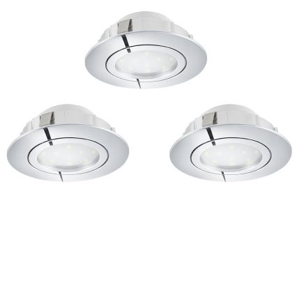 Eglo 78761 - SADA 3x LED Stmievateľné podhľadové svietidlo PINEDA LED/6W/230V 3000K lesklý chróm