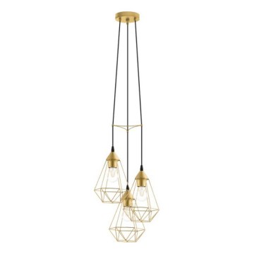 Eglo 79262 - Luster na lanku BYRON 3xE27/60W/230V mosadz