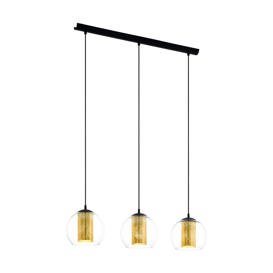 Eglo 79461 - Závesný luster na lankách BOLSANO 3xE27/28W/230V zlatá/čierna