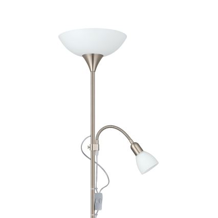 EGLO - Stojacia lampa 1xE27/60W + 1xE14/25W matný chróm